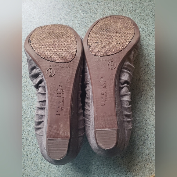 Live Life by Sanctuary Gray Sueded Fabric Wedge Heel Shoes- Sz 9 - Picture 10 of 15